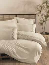 L'essentiel linge de maison Darian Juego de Funda de Edredón Doble Crema